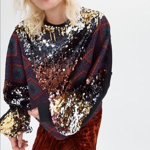 Zara Sequined Jacquard Sweatshirt